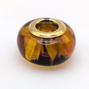 Gems En Vogue Michael Valitutti Orange Glass Bead Charm Sterling Silver Core